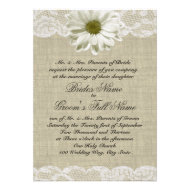 Daisy and Lace Country Burlap Wedding Invite