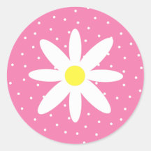 Daisy And Pink Polka Dots Sticker