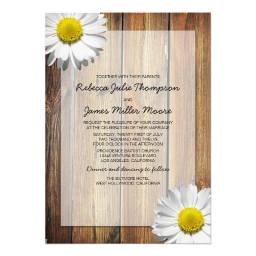 Daisy - Barn Wood - Wedding Invitations