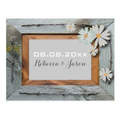 daisy barn wood western country save the date postcard