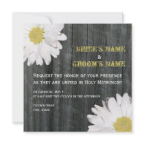 Daisy & Barnwood Wedding Invitation