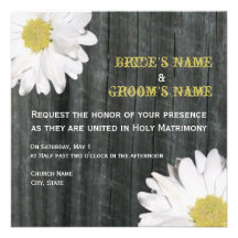 Daisy & Barnwood Wedding Invitation