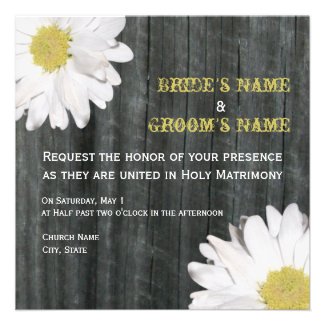 Daisy & Barnwood Wedding Invitation