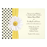 Daisy Black and Ivory Polka Dot Wedding Invitation