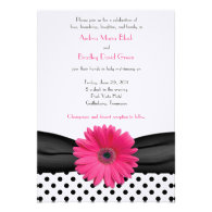 Daisy Black White Polka Dot Wedding Invitation