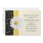Daisy Black Yellow, Ivory Anniversary Invitation