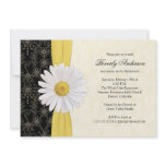 Daisy Black Yellow, Ivory Retirement Invitation
