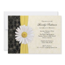 Daisy Black Yellow, Ivory Retirement Invitation
