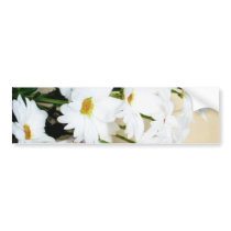 Daisy Blossoms Flowers and Wicker Basket Bumper Sticker