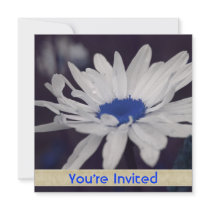 Daisy Blue Center Flower Party Shower Invitation