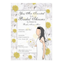 Daisy Bridal Shower Invitation - Black Hair