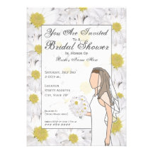 Daisy Bridal Shower Invitation - Brown Hair