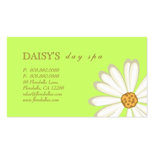 Daisy Business Card Soft Green (back side)