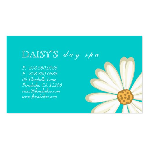 Daisy Business Card Turquoise Blue (back side)