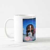 sugar, fueled, michael, banks, pity, puppy, dog, basset, hound, cute, creepy, adorable, snuggly, animal, donut, sprinkles, sweet, shop, sweets, candy, lowbrow, pop, surrealism, Mug with custom graphic design