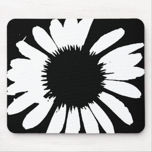 Daisy Crazy - Black & White Daisy Mouse Pad mousepad