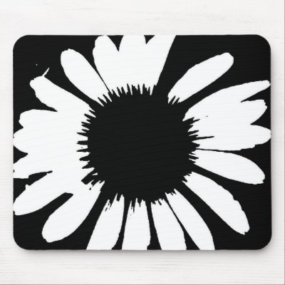 Daisy Crazy - Black & White Daisy Mouse Pad. By BrattiGrl