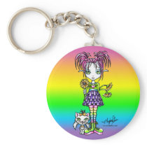 "Daisy" Cute Cat Flower Fae Art Keychain keychains