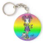 "Daisy" Cute Cat Flower Fae Art Keychain