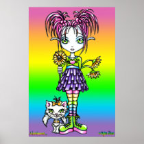 "Daisy" Cute Cat Flower Fae Art Poster posters