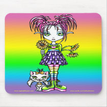 "Daisy" Cute Cat Rainbow Fairy Art Mousepad mousepads