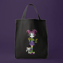 "Daisy" Cute Flower Child and Kitty Canvas Bag