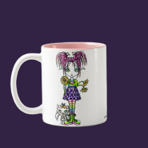 "Daisy" Cute Flower Child and Kitty Mug