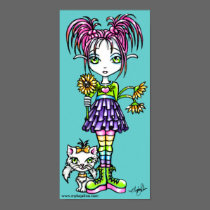 "Daisy" Cute Flower Child and Kitty Posters posters