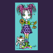 "Daisy" Cute Flower Child and Kitty Posters posters