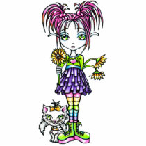 "Daisy" Cute Flower Child & Kitty Photo Sculpture photo sculptures