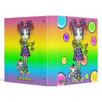 "Daisy" Cute Rainbow Cat Flower Fae Art Binder binders