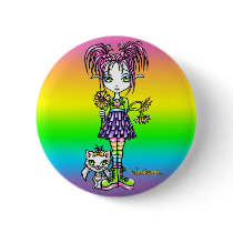 "Daisy" Cute Rainbow Cat Flower Fae Art Buttons buttons
