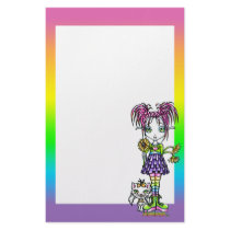 "Daisy" Cute Rainbow Cat Flower Fae Art Stationery