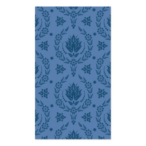 Daisy Damask, Bamboo in Shades of Blue Business Card Template (front side)