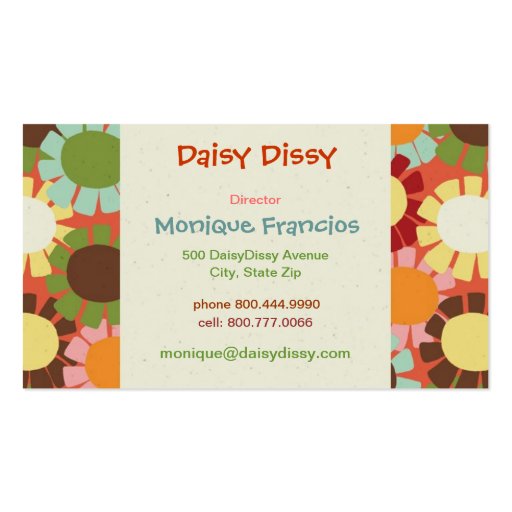 Daisy Dissy - Orange - Business Card (front side)