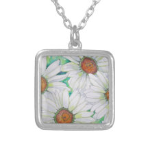 Daisy Field Watercolor Painting Custom Jewelry