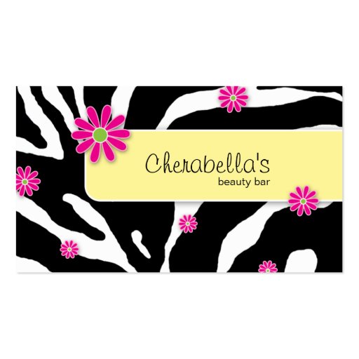 Daisy Flower Business Card Zebra Yellow BWP (front side)