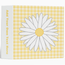 Daisy Flower in Yellow and White. 3 Ring Binders