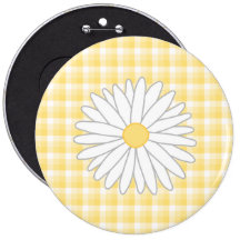 Daisy Flower in Yellow and White. Button