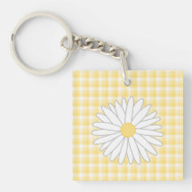 Daisy Flower in Yellow and White. Acrylic Key Chains