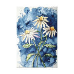 daisy flowers watercolor painting gallery wrap canvas