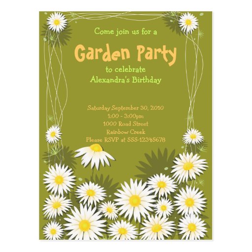 Daisy Garden Birthday Party Invitation Postcard | Zazzle