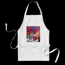 Daisy Iris Flowers Vase Painting Art - Multi aprons