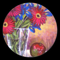 Daisy Iris Flowers Vase Painting Art - Multi stickers