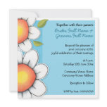 Daisy Joy blue border Wedding Invitation