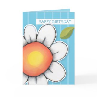 Daisy Joy blue stripes Birthday Card