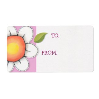 Daisy Joy pink Gift Tag Sticker Custom Shipping Labels