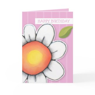 Daisy Joy pink stripes Birthday Card