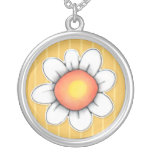 Daisy Joy yellow Lge Round Silver Plated Necklace