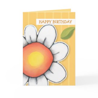 Daisy Joy yellow stripes Birthday Card